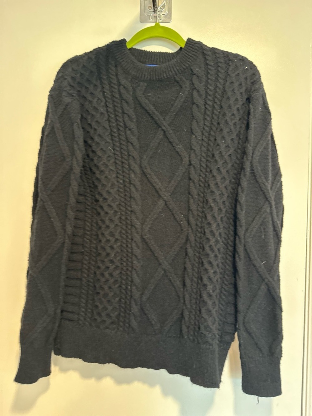 Aelfric Eden Black Cable Knit Sweater Sz:S Preppy Chunky Heavyweight Minimalist.